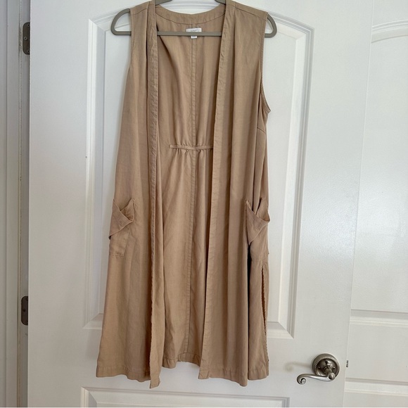 J Jill Pure Jill Sleeveless Open Front Duster Cardigan Vest Womens Size 1X Flowy - Picture 1 of 12